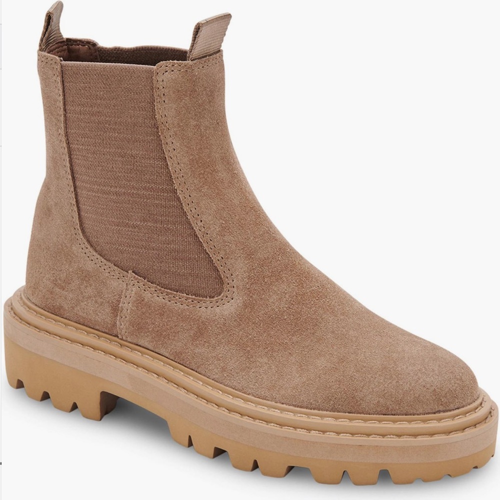 Dolce Vita Moana Truffle Suede waterproof chelsea boot. Like new condition